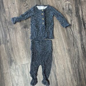 Lou Lou & Co Newborn Navy White Dot Print Top & Bottoms Set